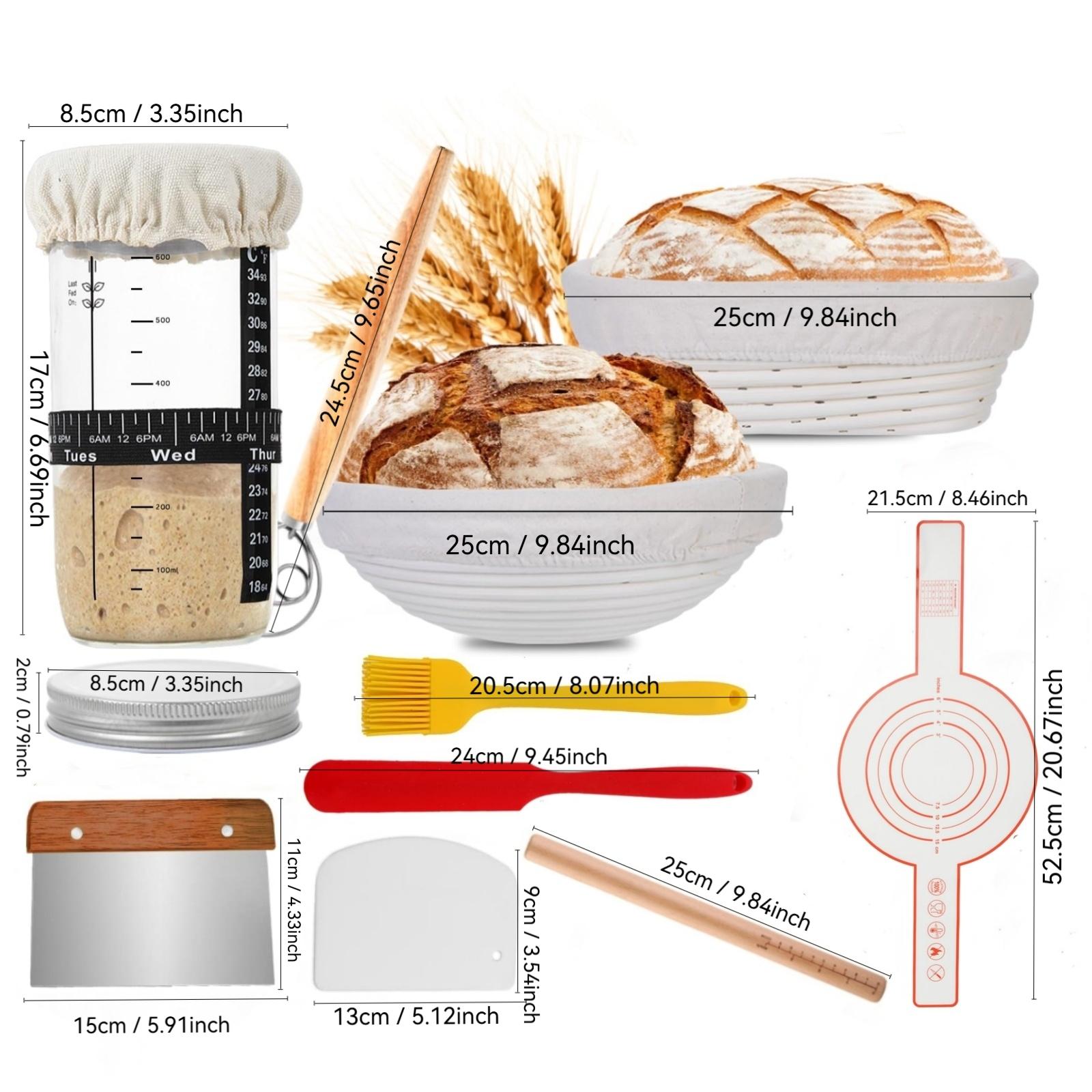 Bread Making Tool Set, 1 Set Bread Fermentation Basket Sourdough Proofing Basket & Bread Baking Tool, Baking Utensils for Home Kitchen, Household Kitchen Products
