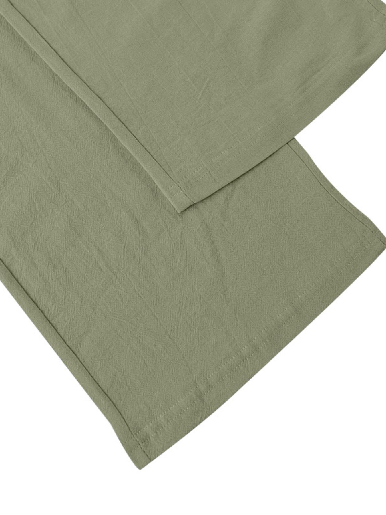 Men's American Style Loose Pleated Linen Pants, Casual Loose Fit with Pockets, Spring & Fall Beach Vacation Lightweight Long Pants