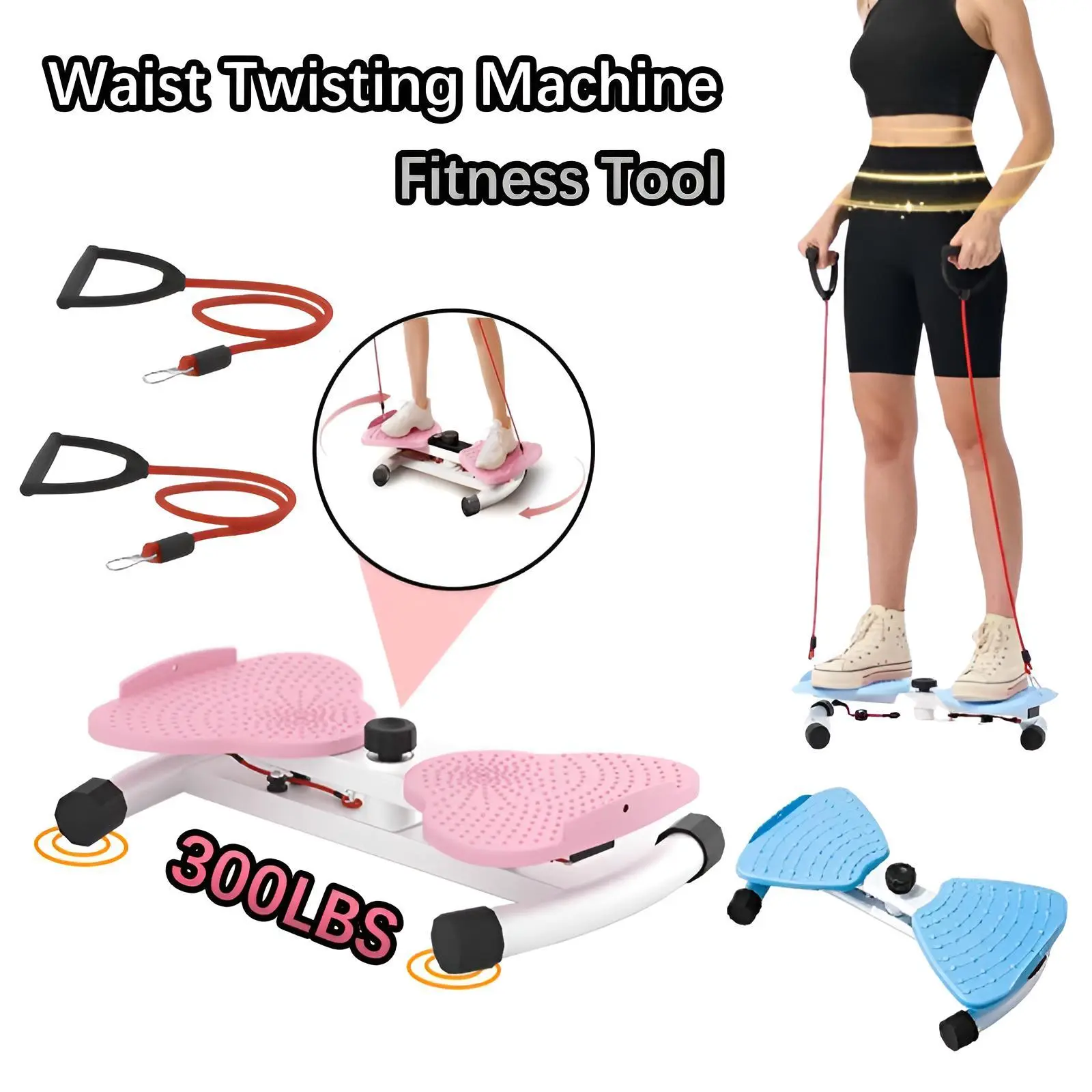 Waist Twisting Board - 300 Lbs Weight Capacity Twist Machine with Resistance Bands, Abdominal Core Trainer Slimmer Waist Home Gym Daily Workout Tool