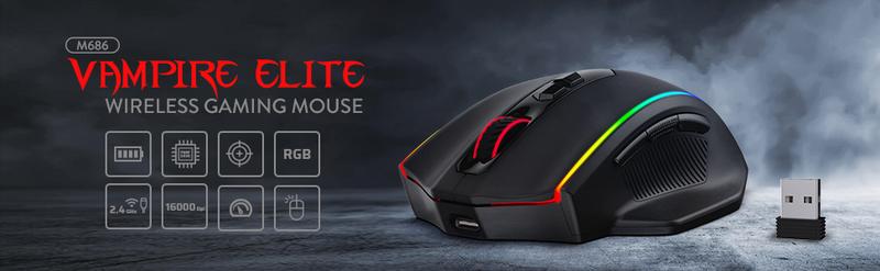 Redragon M686 Wireless Gaming Mouse, 16000 DPI Wired/Wireless Gamer Mouse with Professional Sensor, 45-Hour Reliable Power Capacity, Customizable Macro and RGB Backlight for PC/Mac/Laptop