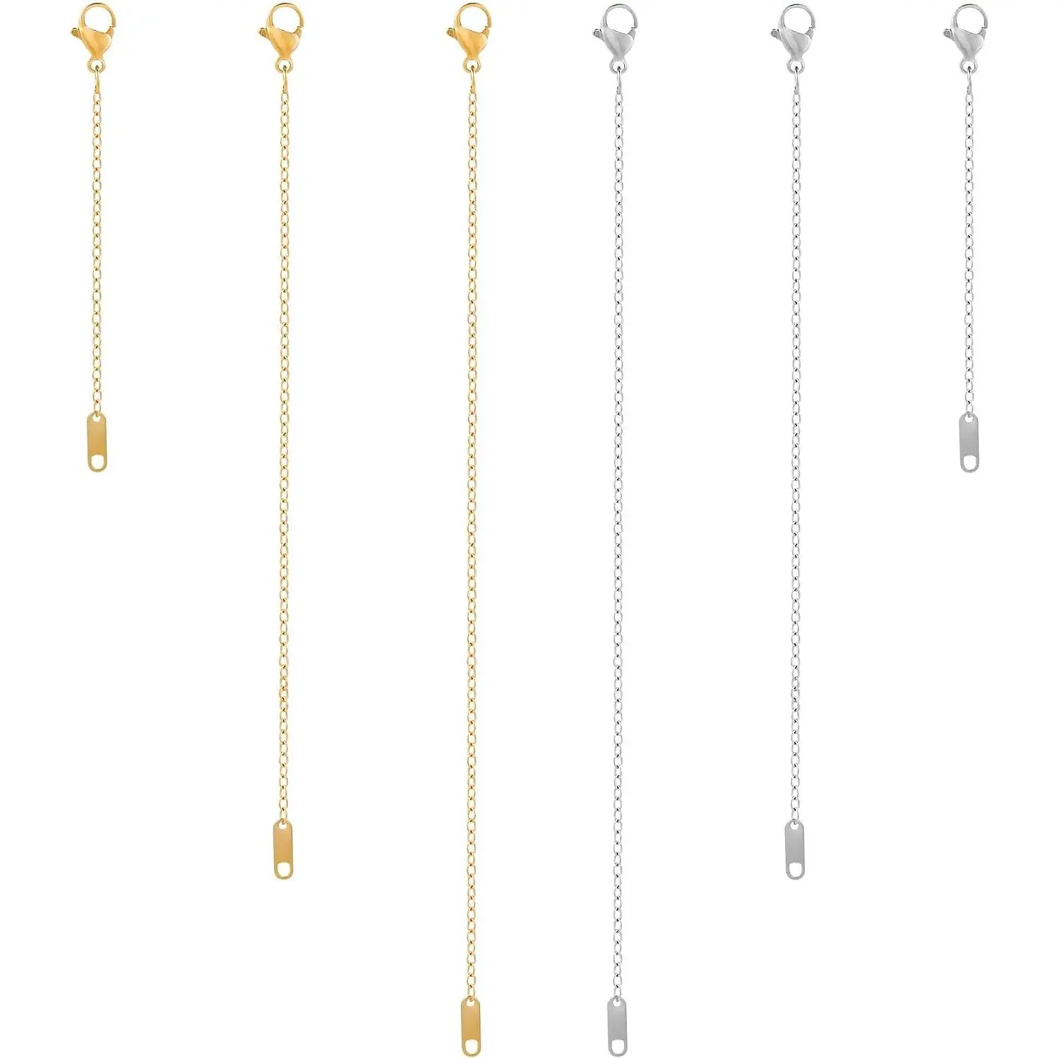 6 count  and  Plated Necklace Extenders for Necklaces, 2", 4", 6" Delicate Necklace Extender Chain Set for Women  Making