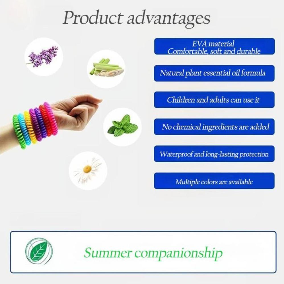 10 PCS Portable Mosquito Repellent Bracelet, Insect Bug Guard Wristband for Outdoor Camping Hiking Travel, Effective Pest Control for Adults & Kids