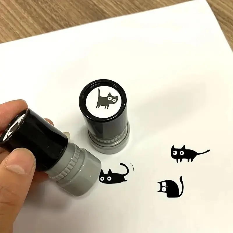 4pc Cute Cat Pattern Self‑Inking Stamp, Lovely Animal Reward Seal for Classroom Encouragement, Positive Reinforcement Student Behavior Reward & DIY Art Project Office Stationery Supplies