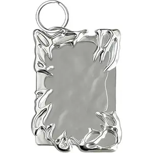 Silver Plastic Photo Card Holder Keychain  Silver Electroplate Plastic Photo Card Holder Keychain for Students and Office, Durable ID Badge Accessory, Lightweight Key Pendant for Daily Use