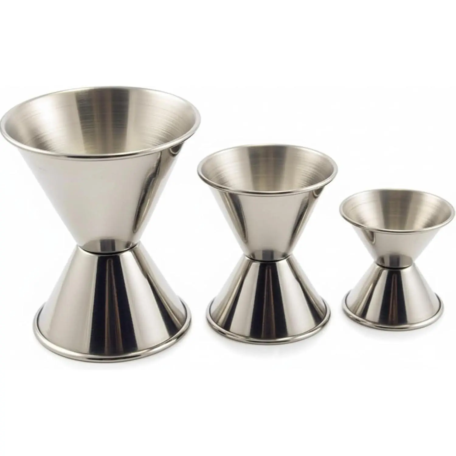 Jigger Set for Bartending - 3 Stainless Steel Cocktail Jigger with Measurements Inside - Double Sided Bar Measuring Jigger 2 oz 1 oz - .5/1, and .75/1.5 Oz - Liquor Measuring Cup
