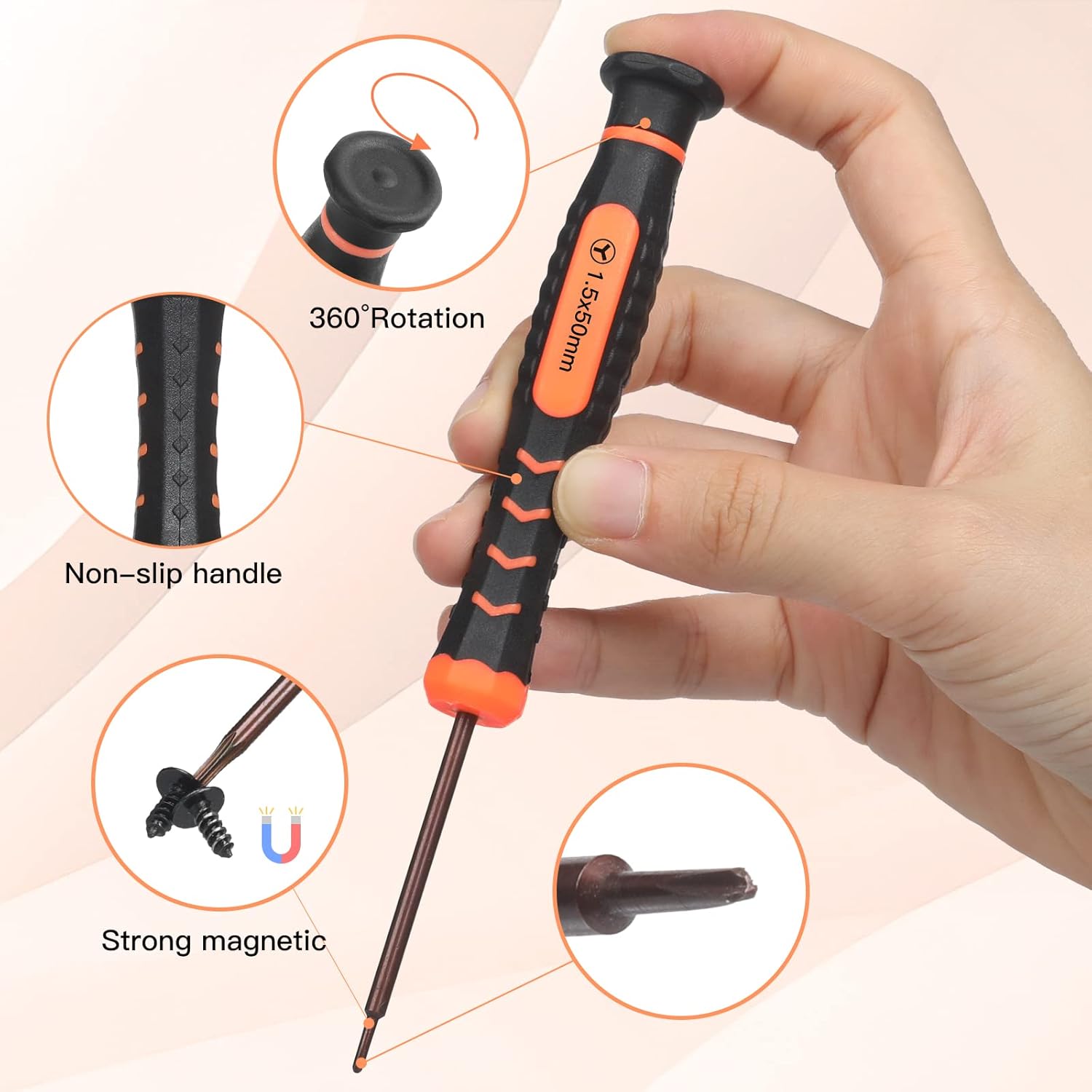 TR8 Torx Security Screwdriver - S2 Steel Precision DIY Tool, Heat-Treated for Accuracy, Magnetic Screw Ring Star-Head Screwdriver, Small-Bag Carry for MacBook, PS4/Xbox/Controller Repairs, Diy Screwdriver