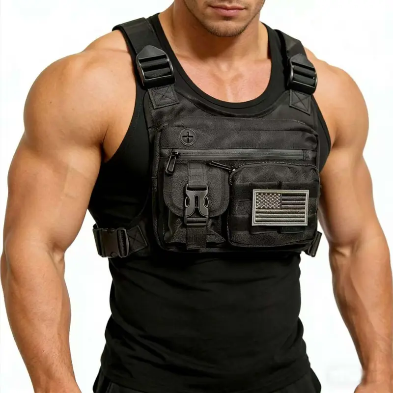 Outdoor Chest Bag for Men & Women, Nylon EDC Holder Chest Pack, Active Sports Utility Gear for Running and Cycling