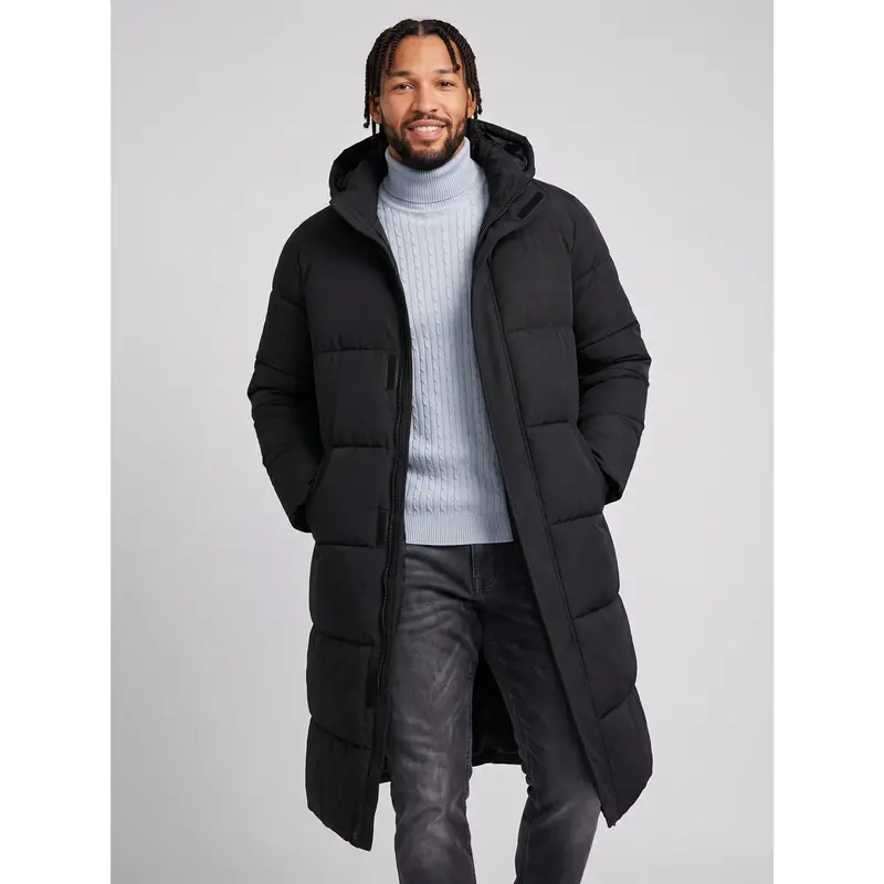 KZZ Men's Sleek Solid Quilted Waterproof Medium-Length Long-Sleeve Thermal Down Jacket - Insulated Overlay, Wind-Blocking Zipper, Quick On/Off, Instant Coverage, Pocketed Casual Coat, Outer Layer Style, Protective Outerwear
