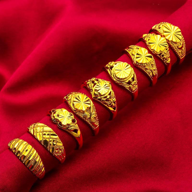 NEW Dubai Flower Gold Color Arab Rings For Women Resizable Ethiopia Wedding Jewelry African Party Gift Nigerian Jewellery