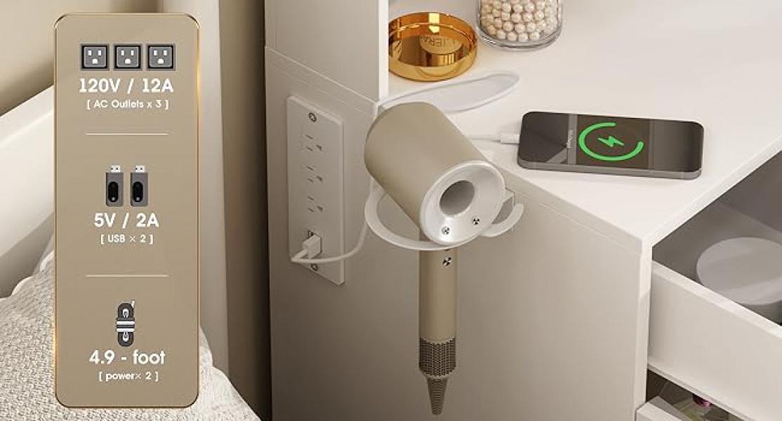 Vabches Makeup Vanity Desk, Vanity Mirror with Lights Desk and Chair, White Vanity Table with Large Storage Drawers and Shelves, Time and Temperature Display, 3 LED Lighting Modes Adjustable, White