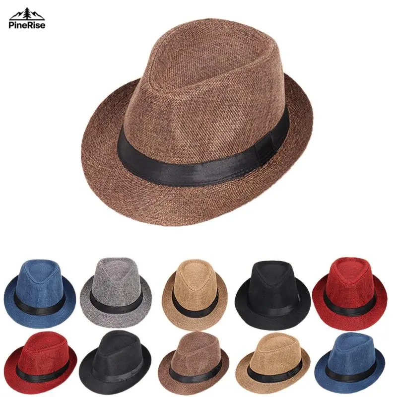 Solid Color Linen Fedora Hats For Men & Women, British‑Chic Rolled‑Brim Sun Head Wear, Stylish Versatile Accessories For Indoor Leisure Outdoor Travel Daily Stroll And Sunny Casual Occasions