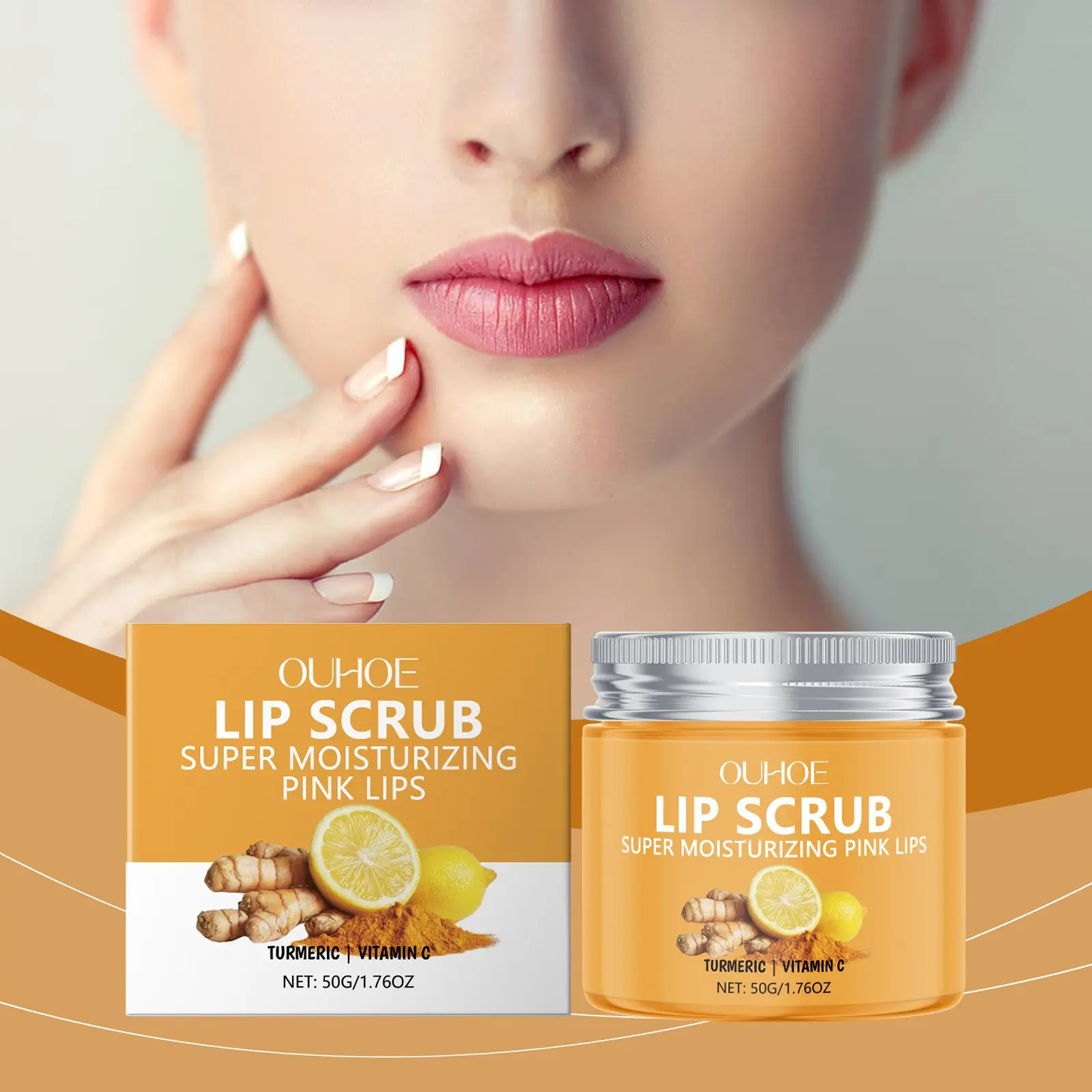 Turmeric Lip Exfoliating Balm & Brush, Lip Scrub, Exfoliating Lip Treatment, Hydrating Lip Care, Natural Repair Ingredients, Perfect for Dry Lips, Easy Application