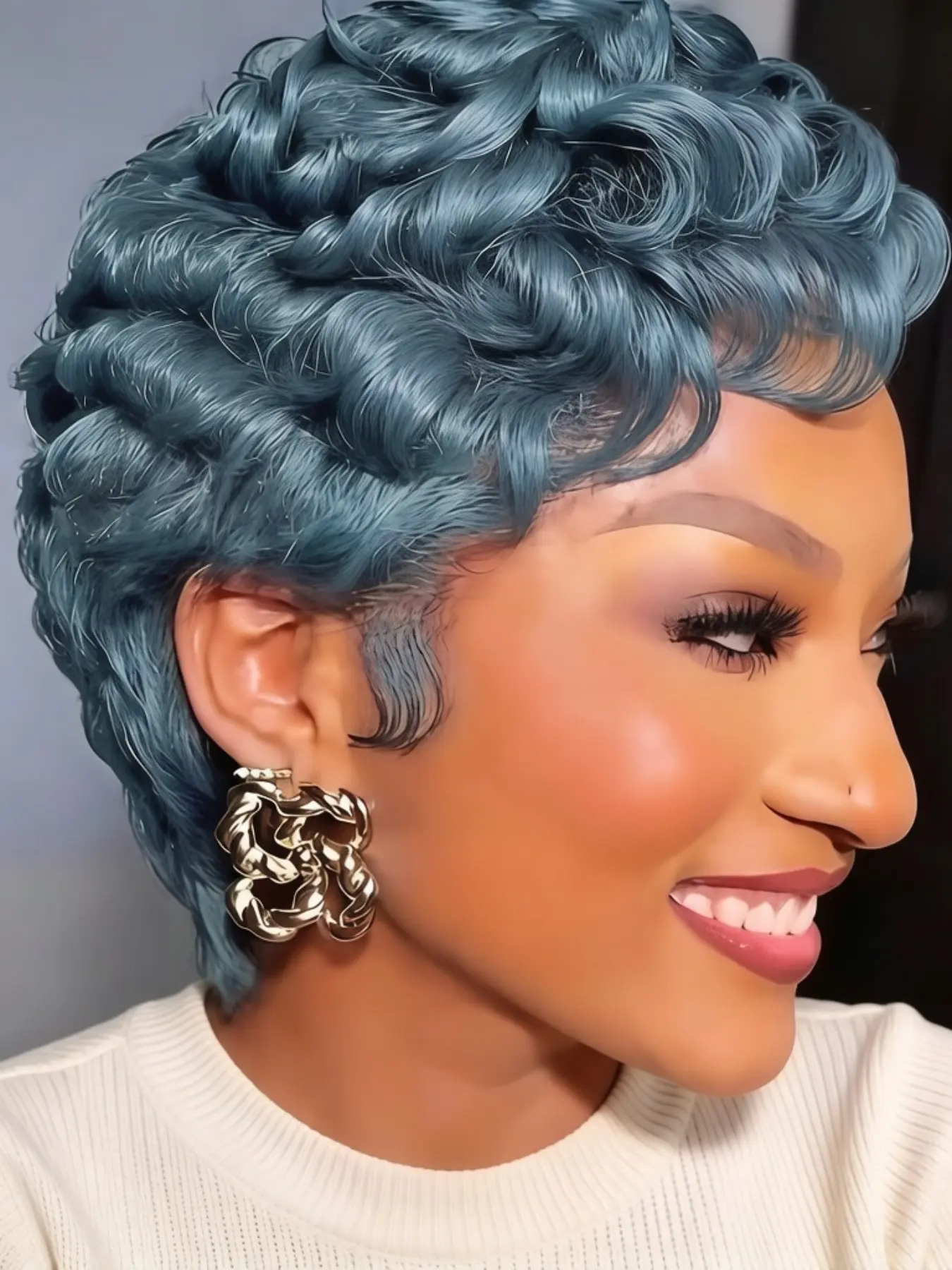 13x4 Lace Front Wig, Human Hair Side Part, Short Pixie Cut, 180% Density, Pre-Plucked Baby Hair, Curly Wigs for Women