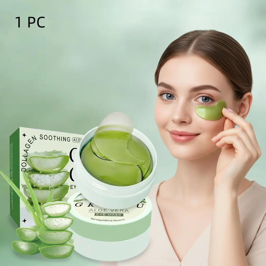 60 pieces of Aloe Collagen Essence Hydrating Eye Patches, Moisturizing eye masks, Moisture eye care, light texture, improve wrinkle formation, say goodbye to dryness and dullness, give smoothness and elasticity, suitable for both men and women
