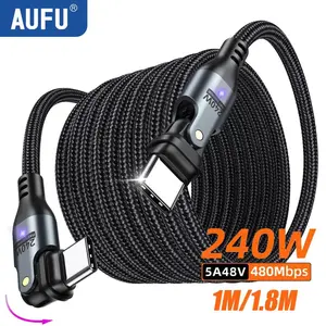 AUFU 240W USB Type C Cable for MacBook Pro Quick Charge 3.1 5A Fast Charging Charger Cord USB C Cable for iPhone17 Samsung Xiaom