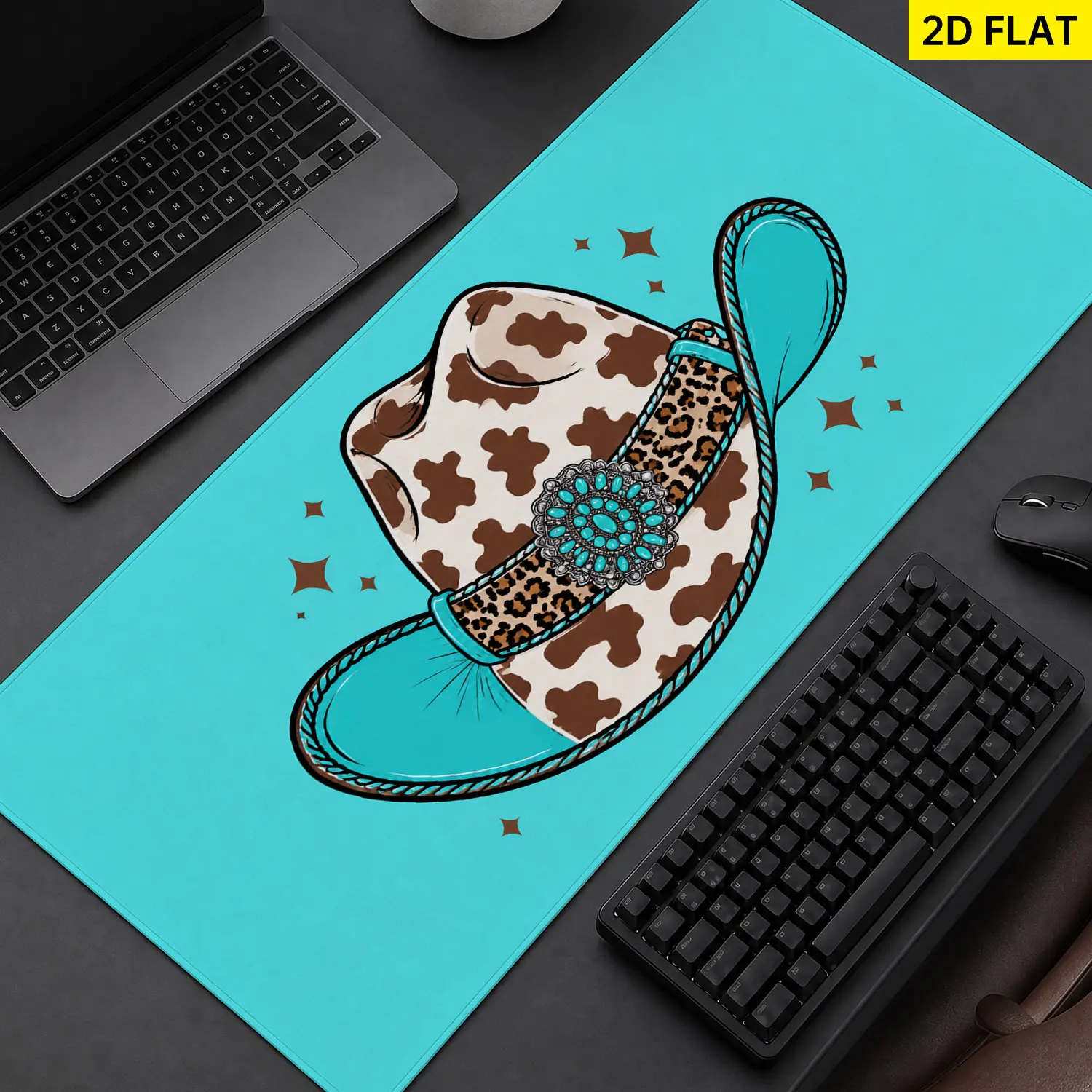 Extra Large western cowboy hat Mouse Pad, Non Slip Rubber Pad, Desktop Decoration Drotection Pad, Washable, Lock Edge Multi Size, Premium Multipurpose Mousepad For Home, Office, Gift for Family and Friends