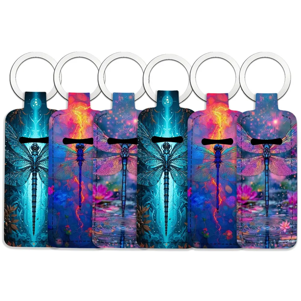 6 pcs Pattern Lipstick Storage Bag Set for Women - Portable Outdoor Lipstick Pendant Keychain Accessory - Portable, Elastic, and Compact Design, Suitable for Both Men and Women - Perfect for Home and Travel