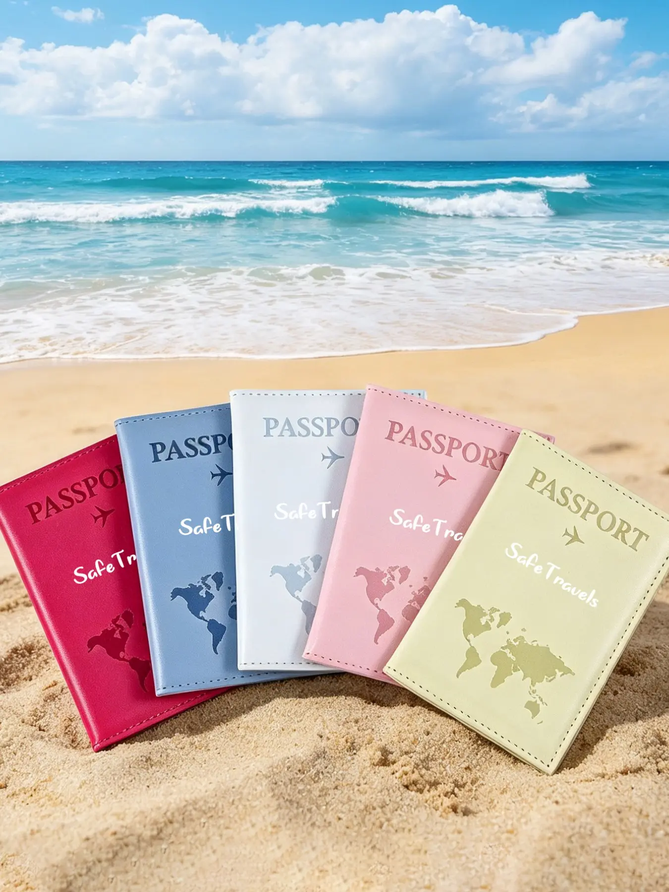 Outdoor Travel Map Pattern Anti-Loss Luggage Tag and Passport Holder, Lightweight Waterproof, Essential for Business and Leisure Trips