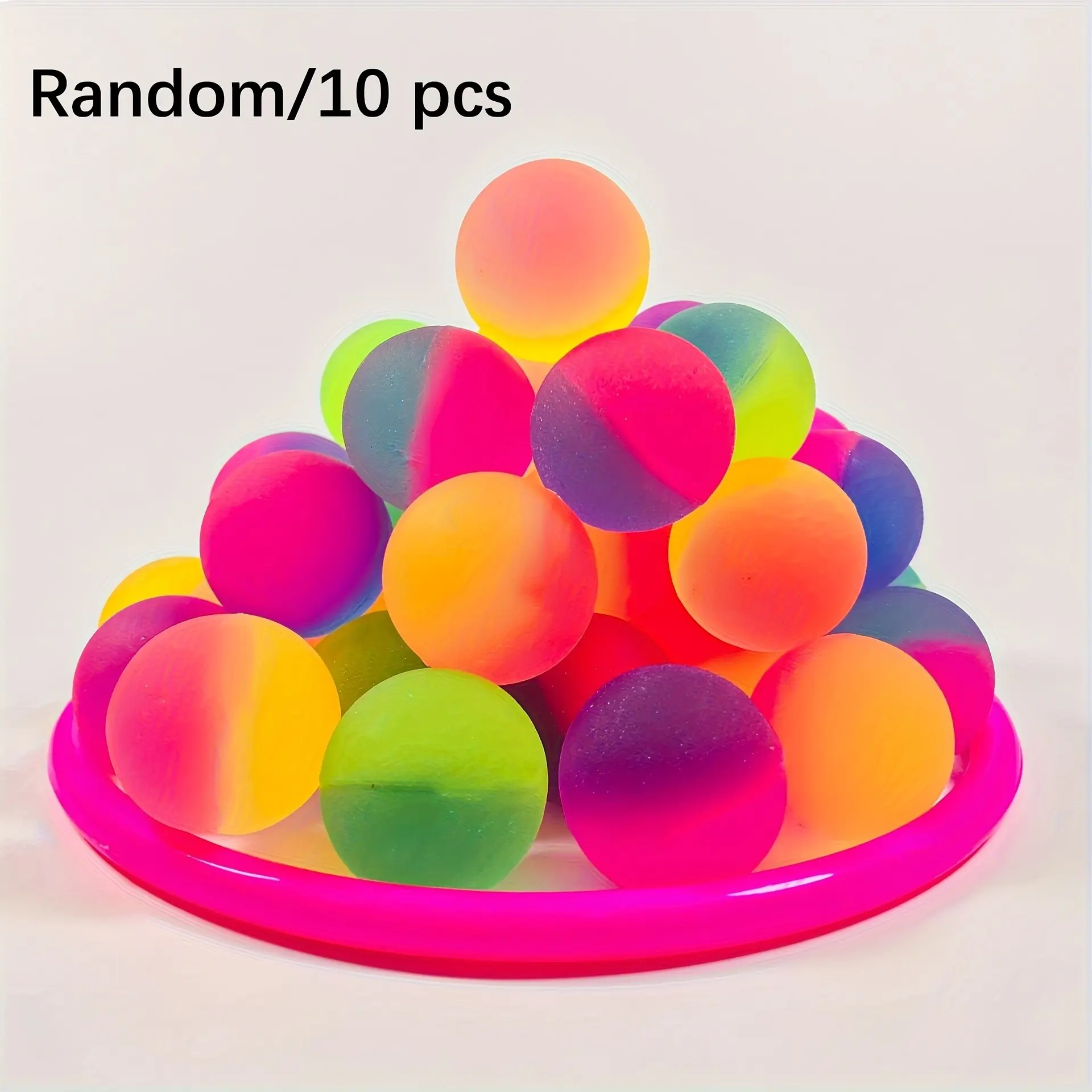 10 Colorful Rainbow Bouncy Balls, Perfect Birthday Party Gifts for Kids, Random Colors, Carnival Prizes, Bright and Fun