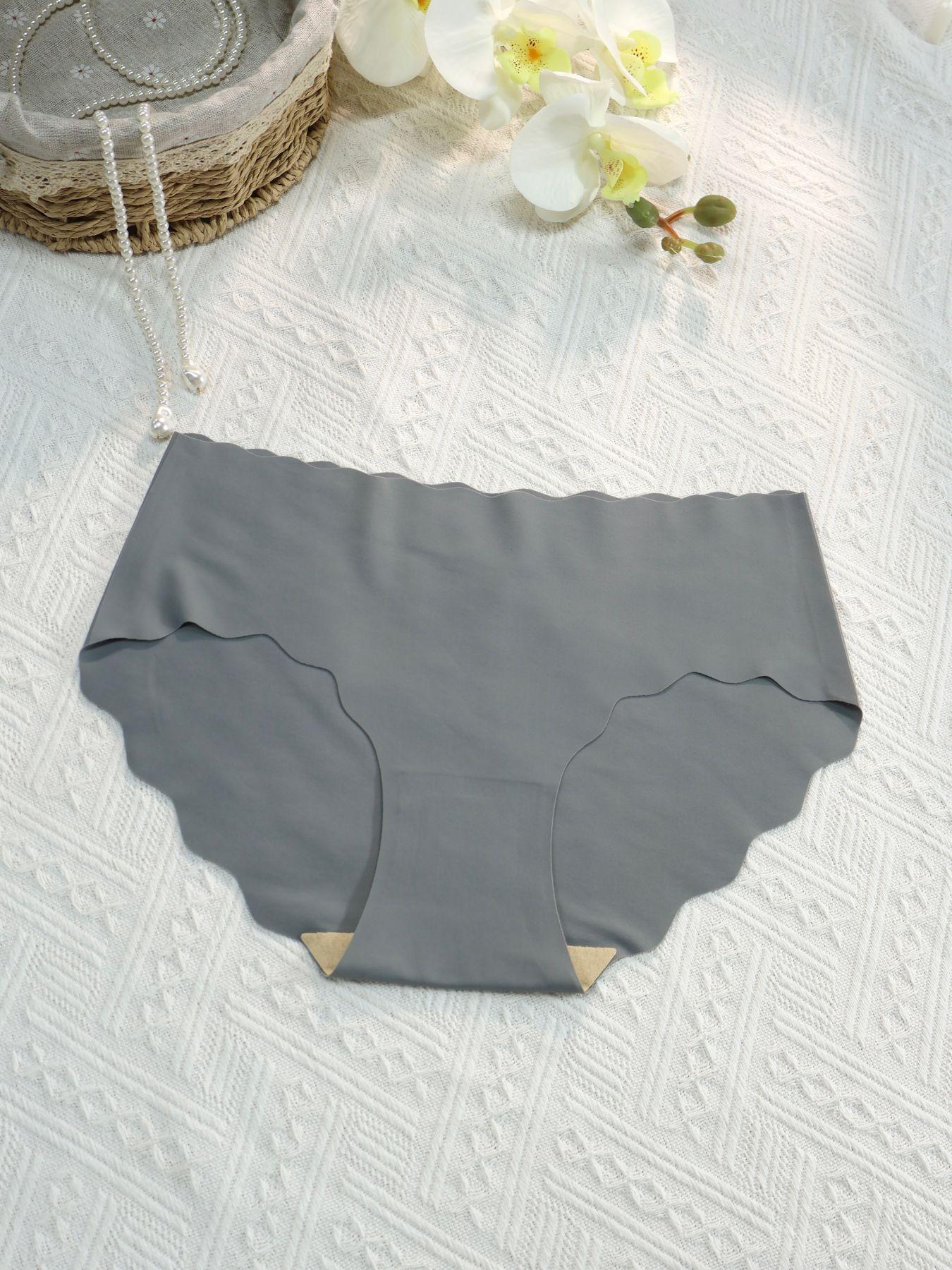 Women's Solid Color Scallop Trim Knicker, Soft Comfy Breathable Panty for Daily Wear, Fashion Comfy Underwear for All Seasons