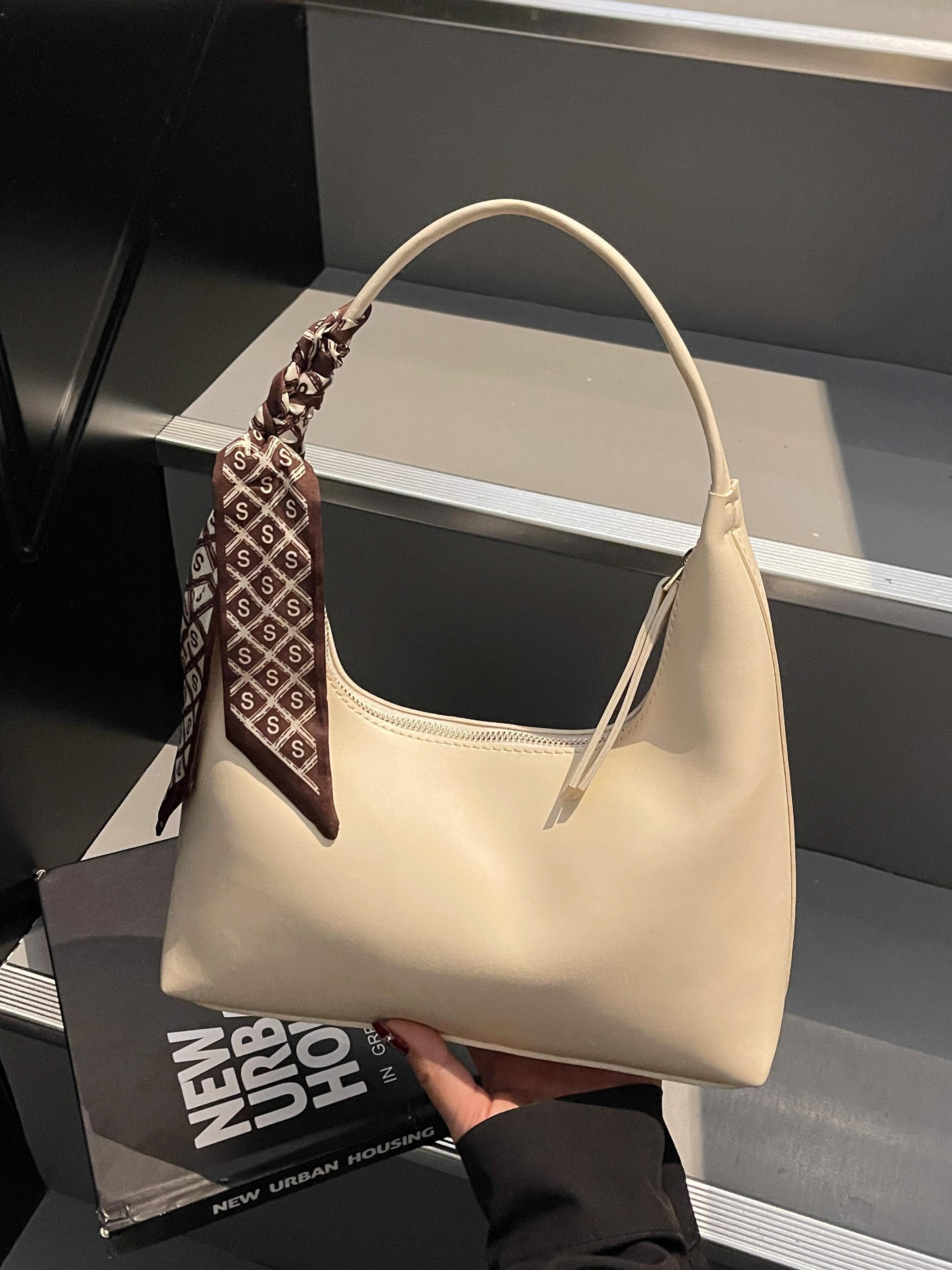 Women's Solid Color Bag, Fashionable PU Leather Shoulder Bag for Work & Daily Used, Casual Trendy Versatile High-quality Daily Commuting Bag