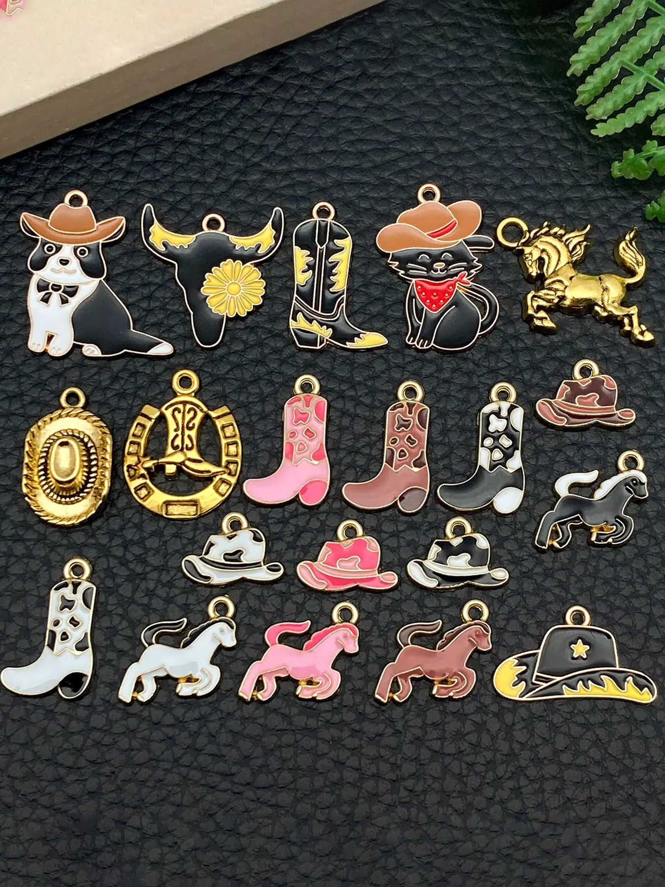 20pcs Enamel Cowboy Charms Western Charms Bulk Metal Alloy Golden Cute Cowboys Cat Hat Boot Bull Cowgirl Charm Bulk for Jewelry Making Charms Earrings Necklace Bracelets Diy Jewelry Accessories Diy Crafts
