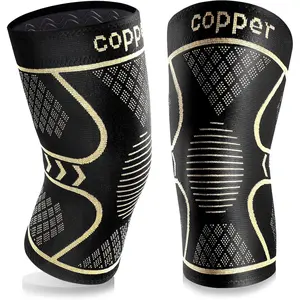 Copper Knee Braces for Women and Men 2 Pack, Knee Compression Sleeve for Knee Pain, Arthritis,ACL, Meniscus Tear, Joint Pain Relief, Knee Support for Running, Working Out, Fitness, Weightlifting-M