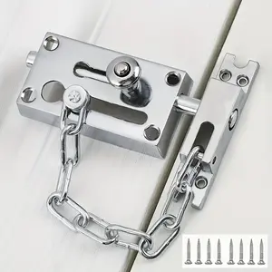 Heavy-Duty Stainless Steel Safety Door Chain Lock, Anti-Theft Fire Door Security Device, Screw Installation, Home & Hotel Use