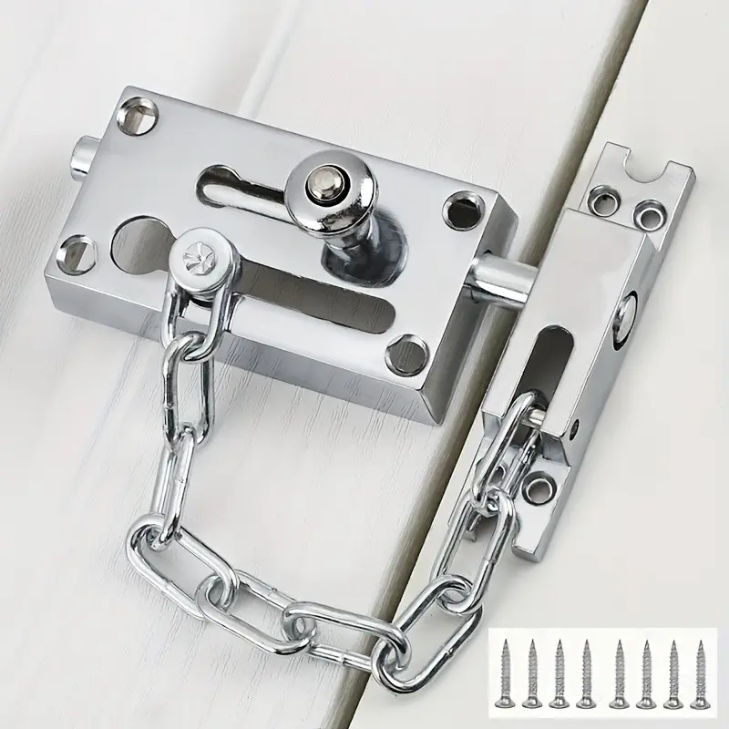 Heavy-Duty Stainless Steel Safety Door Chain Lock, Sturdy Lock, Door Locks, Anti-Theft Fire Door Security Device, Screw Installation, Home & Hotel Use
