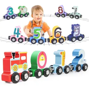 Toys for Toddlers, 12pc Wooden Magnetic Train Track Set with Animal and Digital Designs, Montessori Educational Toy for 2 3 4 5 Year Olds Boys and Girls Christmas Birthday Giftfidget toys