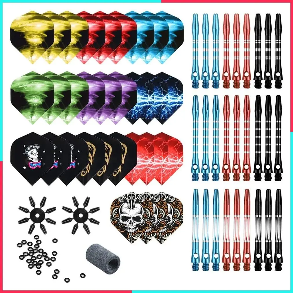 104-Piece Dart Accessories Kit with Aluminum Shafts, Flights, Flight Savers, Sharpener, and O-Rings - Bulk Pack