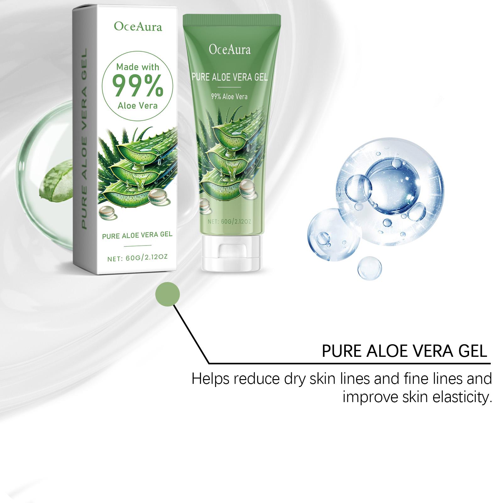 OCEAURA Pure Aloe Vera Gel, Triple Hydrating Face & Body Moisturizer with Aloe Barbadensis, Multi-Use Sunburn Relief Daily Cream, Non-Sticky Fast Absorbing for Sensitive Skin