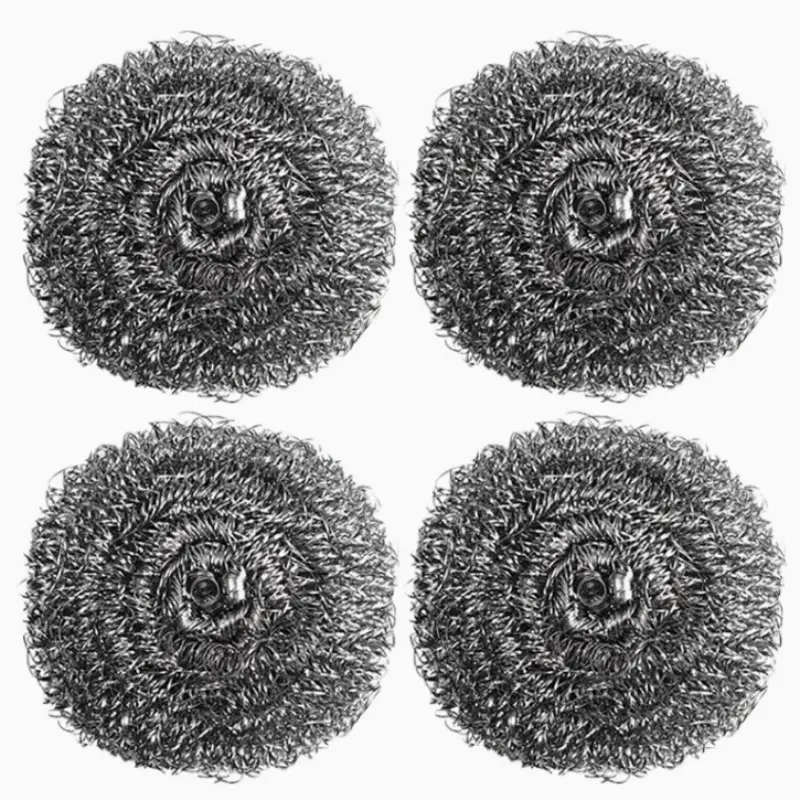 4-Piece Kitchen Cleaning Brush Set, Stainless Steel Scrubber Bristles, Ideal for Metal Utensils & Stovetops, Durable & Effective