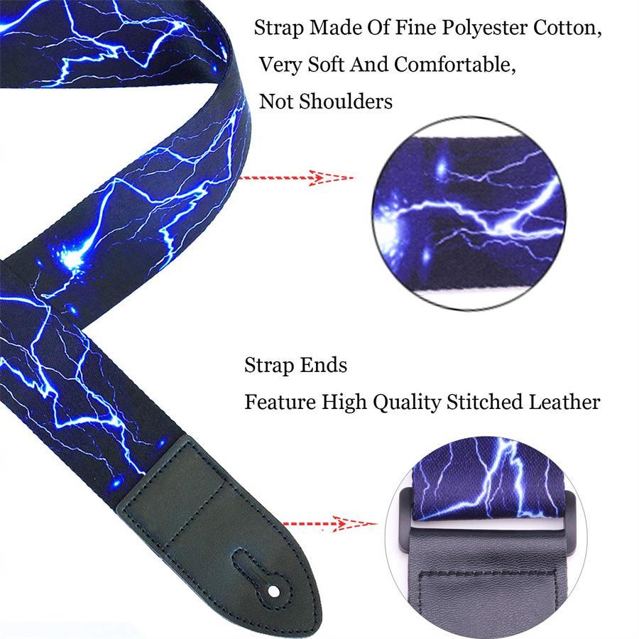 Guitar Backpack, 10pcs Lightning Pattern Adjustable Guitar Strap, Guitar Belt Sling, Electric & Acoustic Guitar Accessories, Music Accessories for Guitar Player