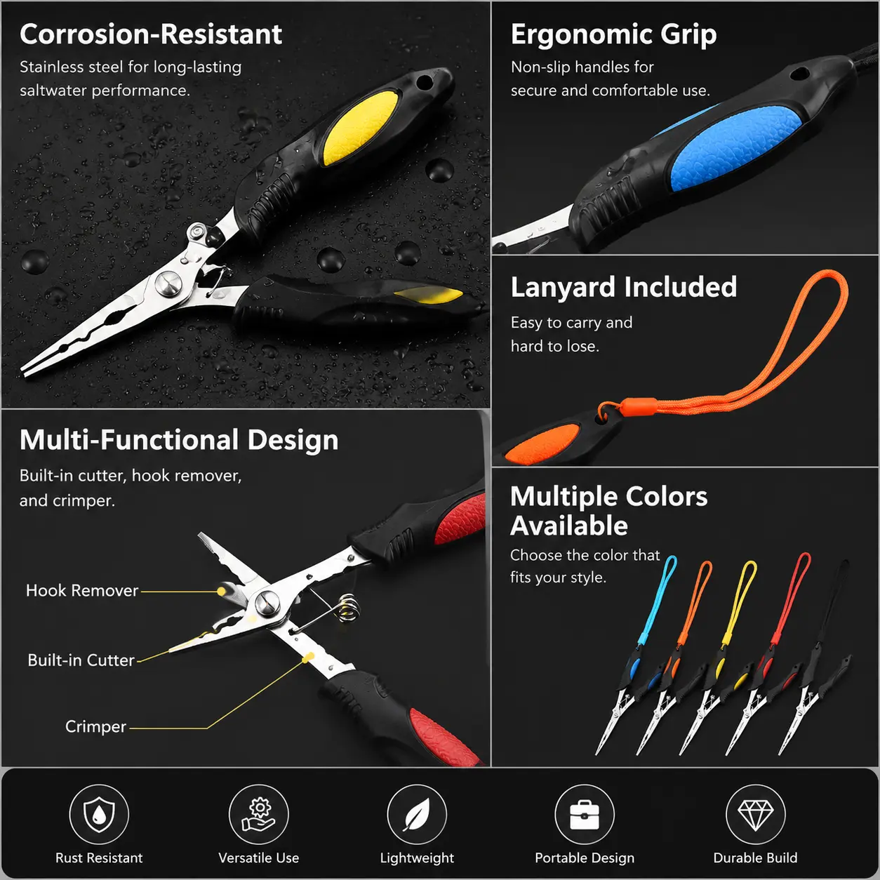 Professional Multi-Function Fishing Pliers for Lure Angling – Stainless Steel Hook Remover, Line Cutter, and Split Ring Opener – Ergonomic Grip Design for Freshwater and Saltwater Use