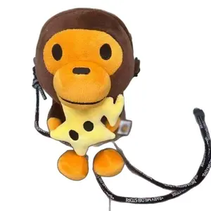 iPhone Little Monkey Stuffed Toy Messenger Bag, Trendy Internet Celebrity Mobile Phone Bag for Dolls & Stuffed Toys