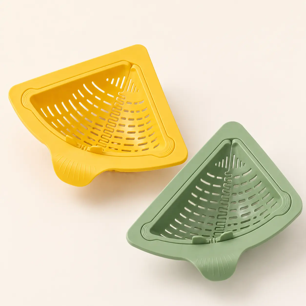 Magnetic Corner Sink Strainer Basket, Triangular Drain Basket with Rotating Open Bottom, Food Scrap Catcher for Kitchen Sink, Easy Drain Organizer