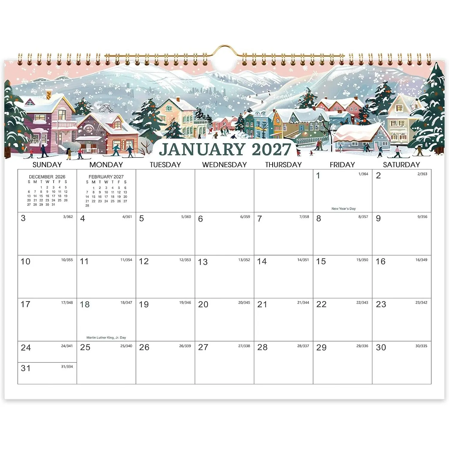 Calendar 2026-2028 - Wall Calendar 2026-2027, Jul. 2026 - Jun. 2028, 2 , 14.8'' x 11.6'', with Julian Dates,  Hole, Thick Paper, Landscape Calendars