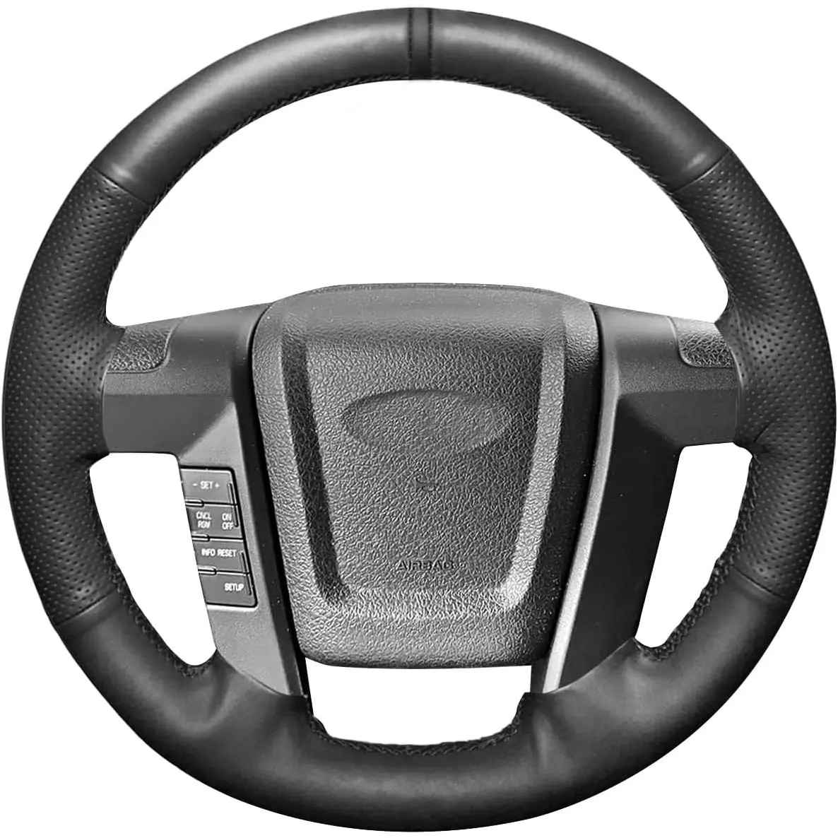 Belinous Leather Steering Wheel Cover Lace Up, Hand-Stitch on Wrap, Steering Wrap Compatible with Ford 2009-2014 F-150/2014 F-150 Tremor/2010 2011 F-150 Harley-Davidson/2009 F-150 Platinum/FX4 (Black)