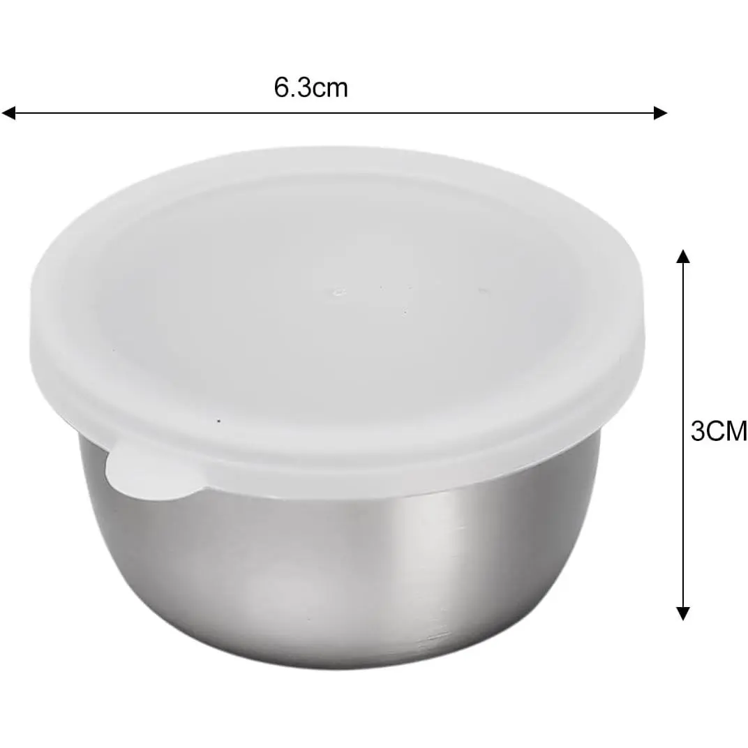 304 Stainless Steel Leak-Proof Sauce Seasoning Container with Silicone Cover, 40ML Salad Dipping Dish, Kitchen Small Storage Box, Silver, 1 Piece