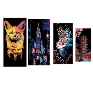 Rainbow City Night Scene Scratch Art Paper, Creative DIY Educational Toy, Student Gift, Direct Factory Sale, Fun Learning Activity