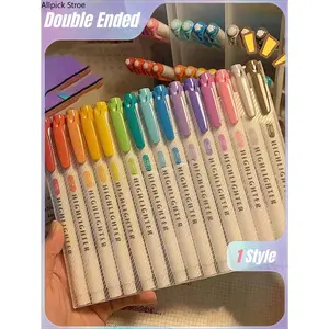 15PCS Double Ended Highlighters Set, Dual Tip Pastel Mild Color Marker Pens with Broad & Fine Tips, Smooth Writing Highlighter Pens for Note Taking, Journaling & Studying, Back to School Supplies for Students, Classroom & Office Essentials