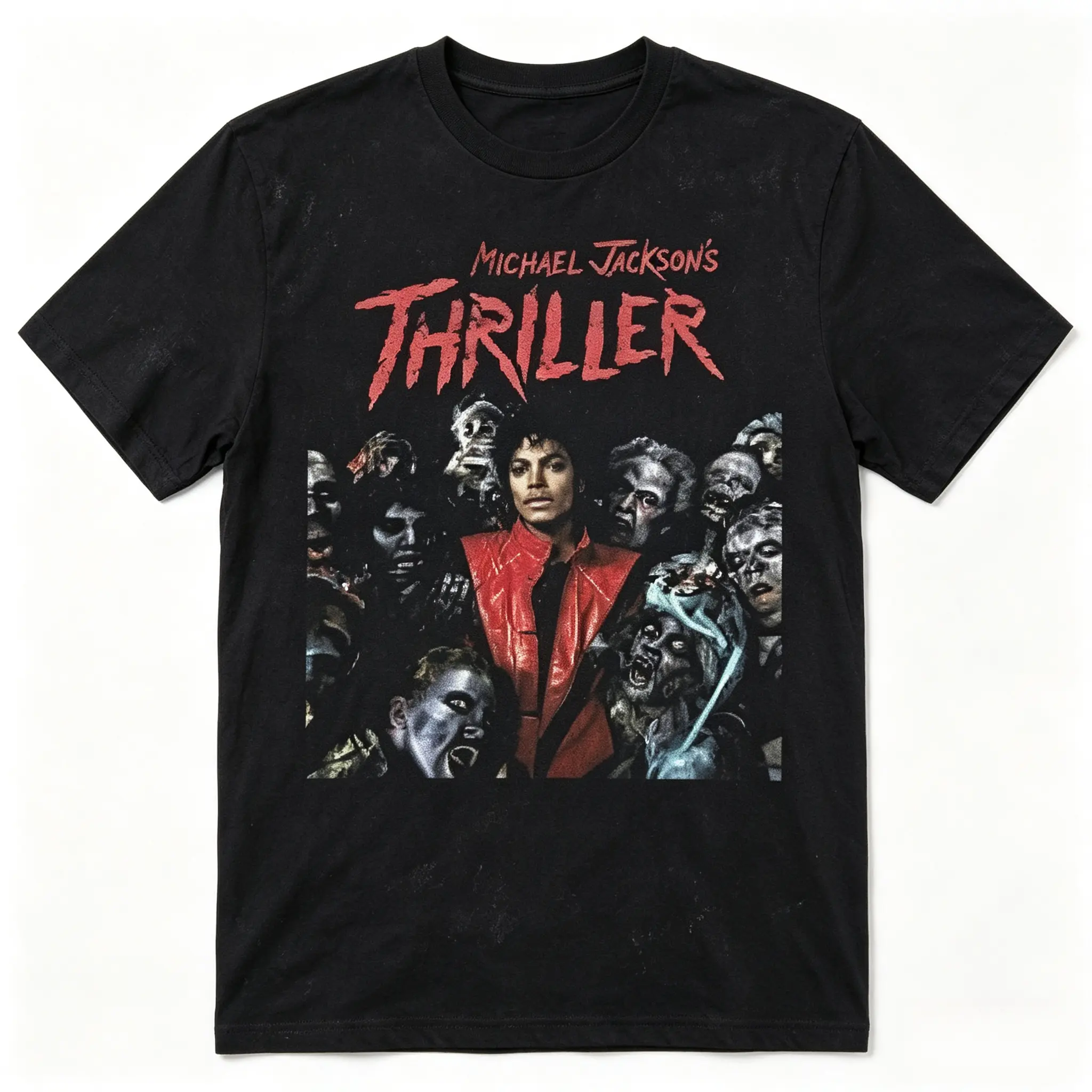[Sale Up To 50%] Unisex Michael Jackson Thriller Retro Graphic T-Shirt - Menswear Tops, Streetwear Short-Sleeve Lightweight Comfortable Tee, King of Pop Album Inspired Youth Gift for Family Summer Fits, Cargo