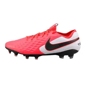 Nike Tiempo Legend 8 Elite Soccer Cleats for Men – Round-Toe Lace-Up, Firm Ground, Laser Red, Slip-Resistant, Durable, Breathable Verifiable, with credentials and supporting global authentication