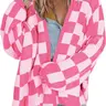 Women's Plaid Print Drop Shoulder Cardigan, Fall & Winter Casual Loose Long Sleeve Open Front Knitwear, Daily Wear Women's Clothing, Knit Cardigan Sweaters