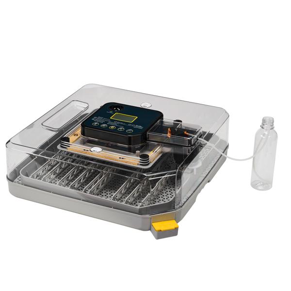 48H Pro 48-Egg Incubator 110V 85W Fully Automatic Egg Turner LED Candler Auto Temp Humidity Control Fahrenheit Display ABS PET Body Clear Lid Storage Compartment for Home Use Home