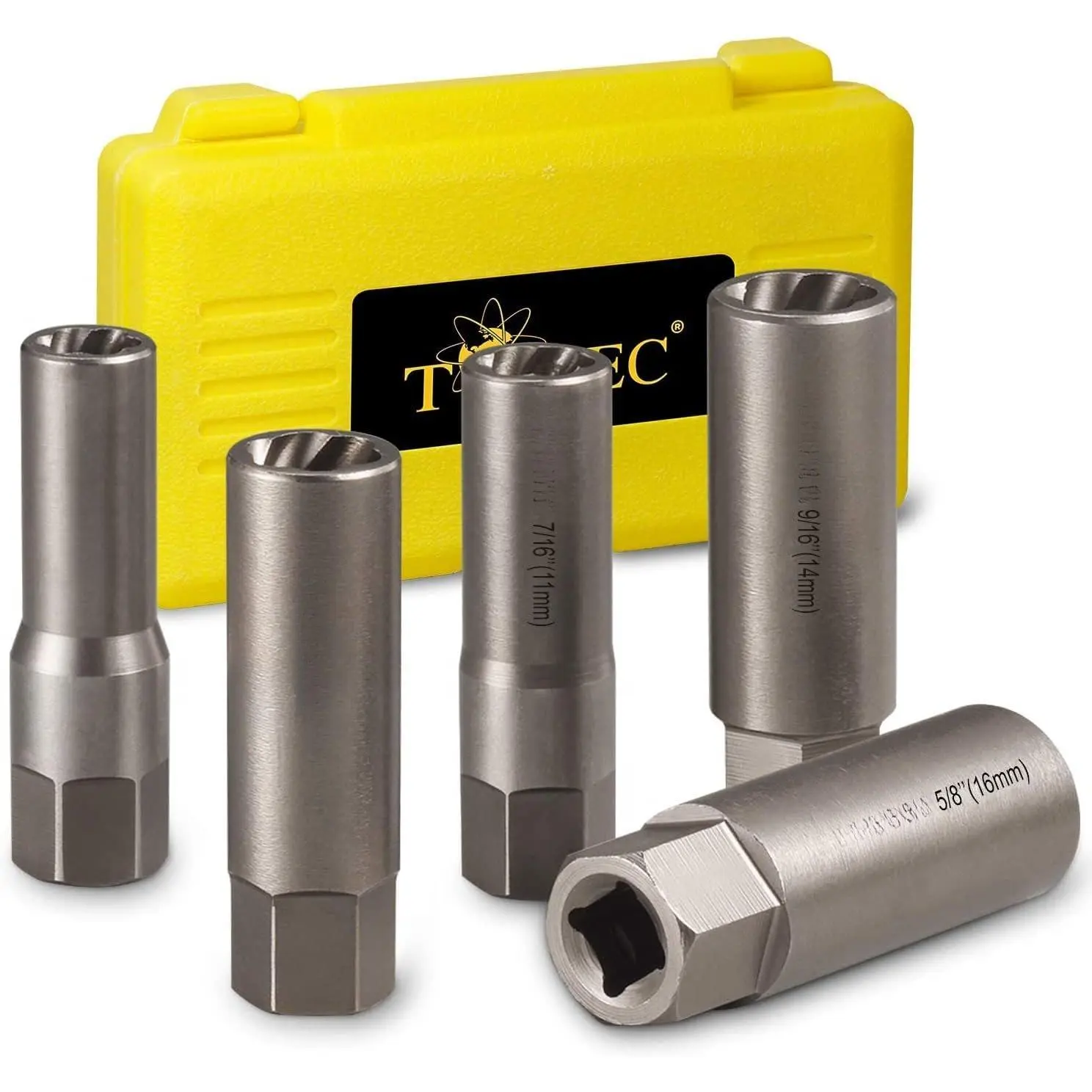 5- Spiral Type Deep Extractor Set, Spark Plug Easy-Out Set, for Removing Deeply trapped and Broken , Studs, Fittings, Threaded Pipes and Pins
