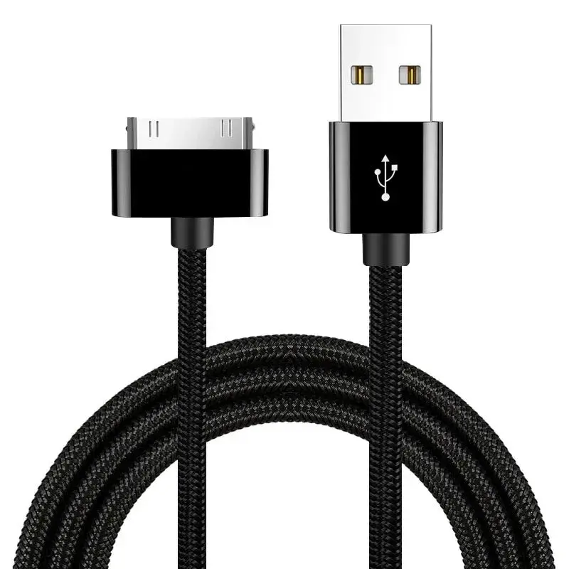 Fast Charging Cable for iPhone 4 4s iPad 2 3 iPod 30 Pin Nylon Braided Wire Metal Plug Data Transfer Sync USB Charger adapter Braided Charger Cord