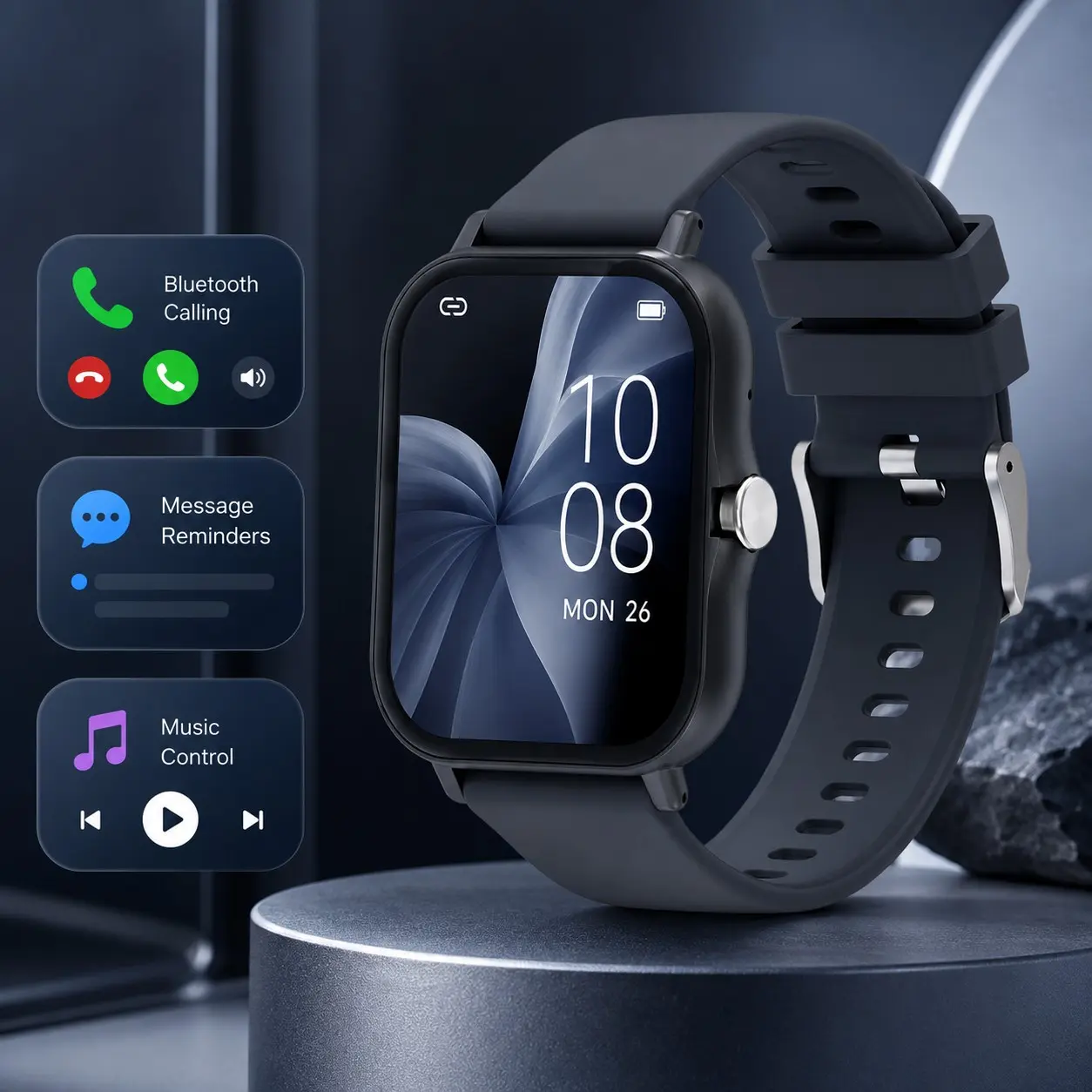 1.83" Smart Watch with Wireless Calling, Fitness Tracker, Message Reminder, Music Control, Compatible with iPhone & Android, Perfect Gift