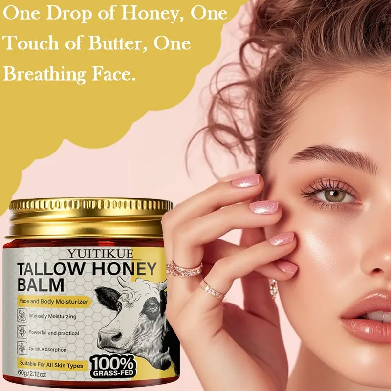 Yuitikue Shea Butter Honey Nourishing Balm 60g, Grass-Fed Shea Butter, Olive Oil, Moisturizing Face & Body Lotion, Dual-Use Skincare Cream